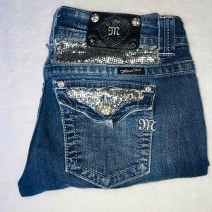 Miss Me Blue Skinny Jeans with Silver Accents